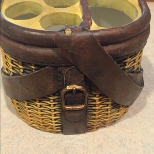 Cute Fishing Creel Basket Themed Toothbrush Holder Ceramic